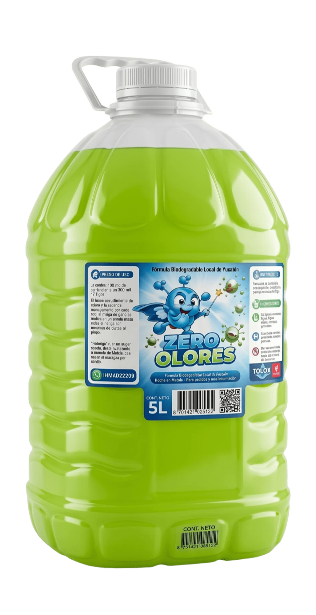 Garrafa de Cero Olores, limpiador enzimático
